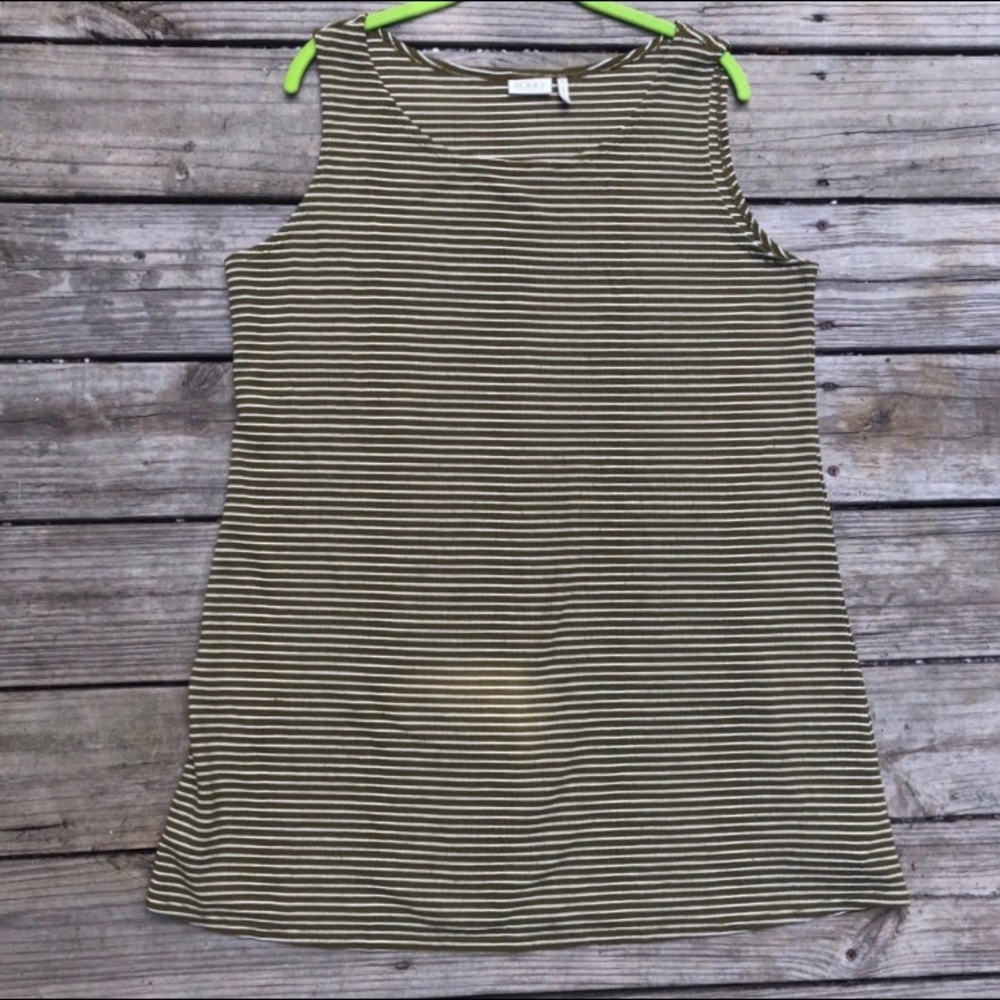 LOGO Lori Goldstein Waffle Knit Striped Tank